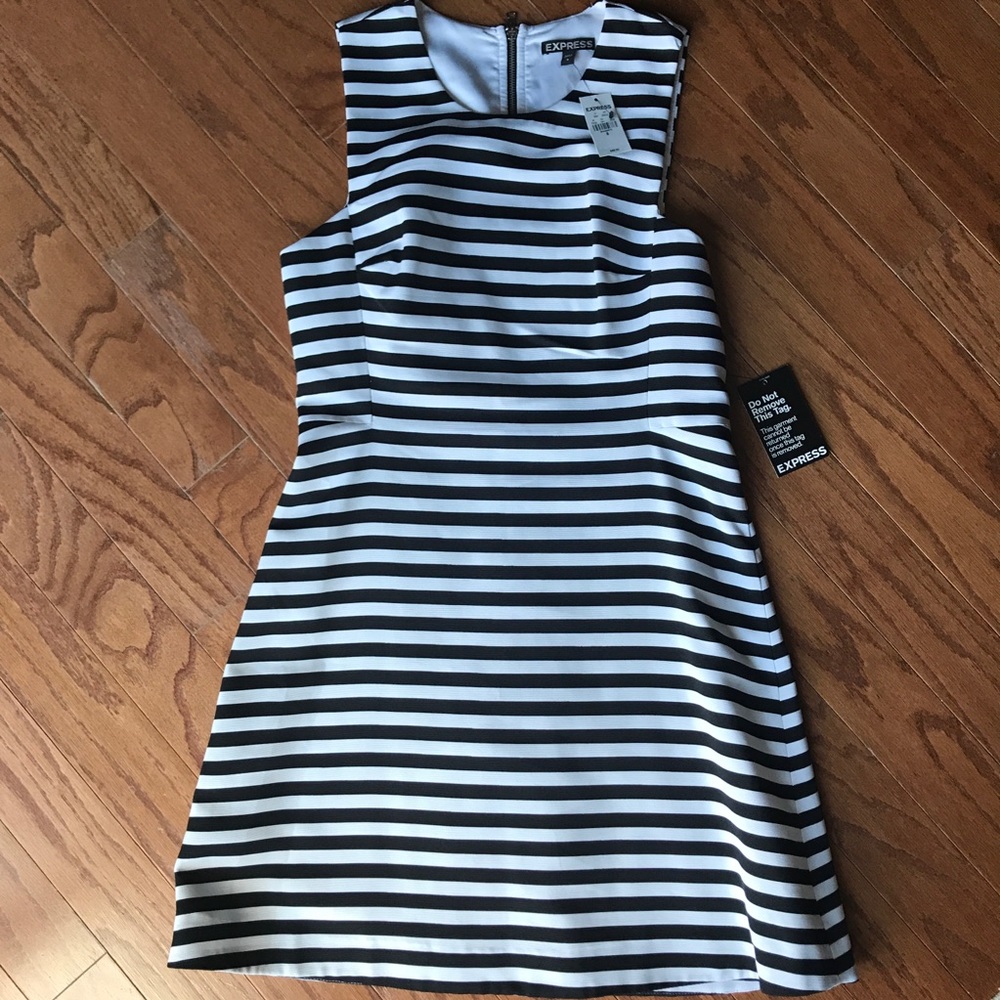 Express Black & White Stripe Cutout Dress Sz 8